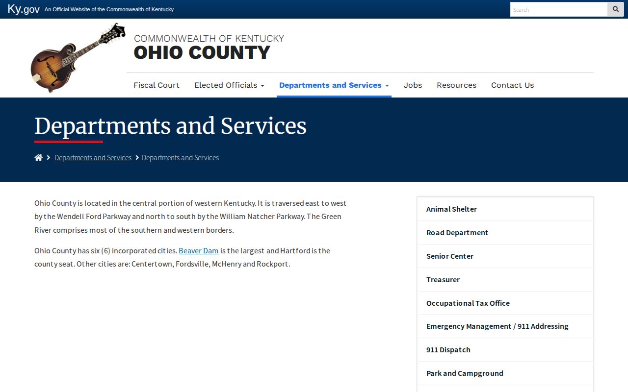 Official Ohio County government route for Fordsville arrest record research