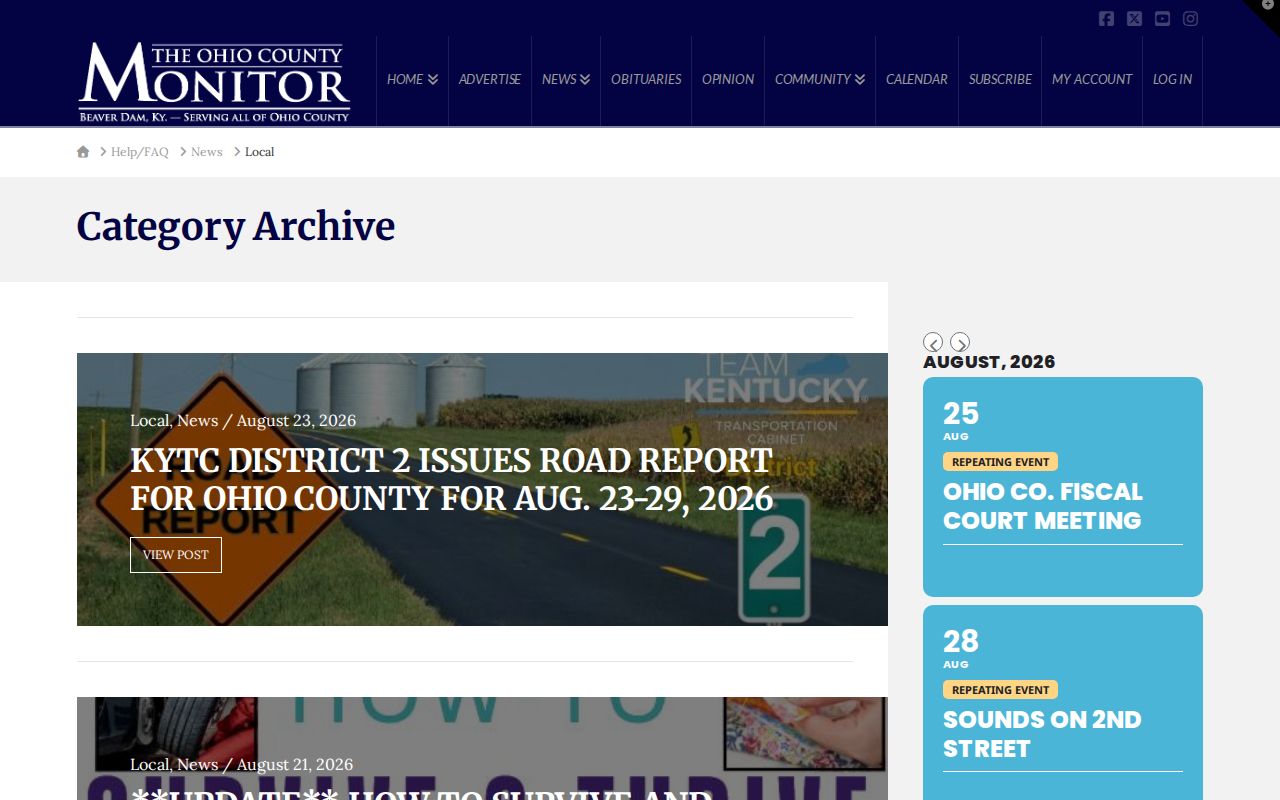 Ohio County crime news and sheriff-report archive on Ohio County Monitor