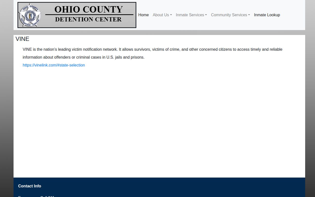 Ohio County Detention Center official VINE information page