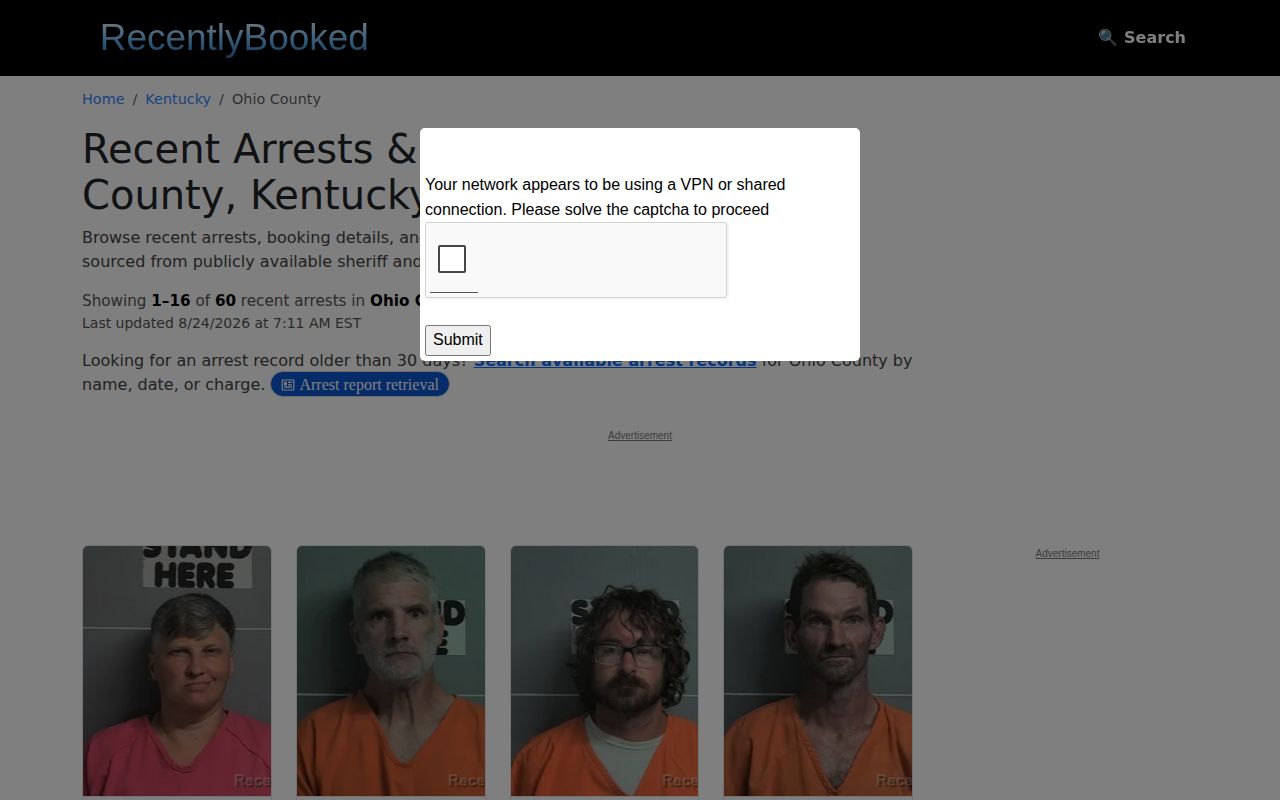 RecentlyBooked unofficial Ohio County section